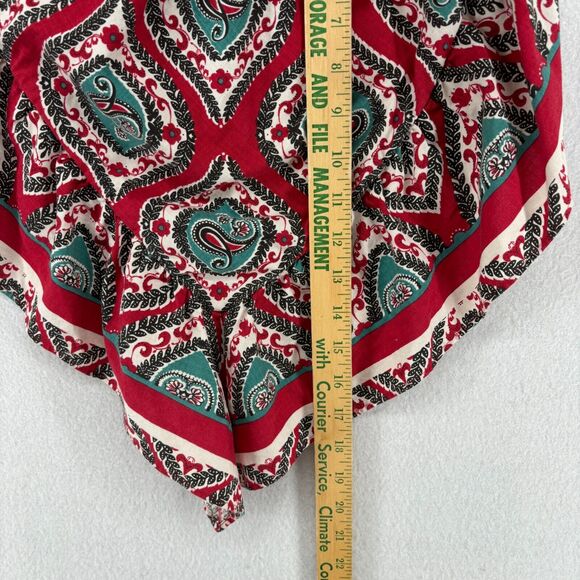 FREE PEOPLE Top XS Bandeau Bandanna Floral Paisley Ruffle Shelf Bra Tie Back Red - Picture 14 of 15